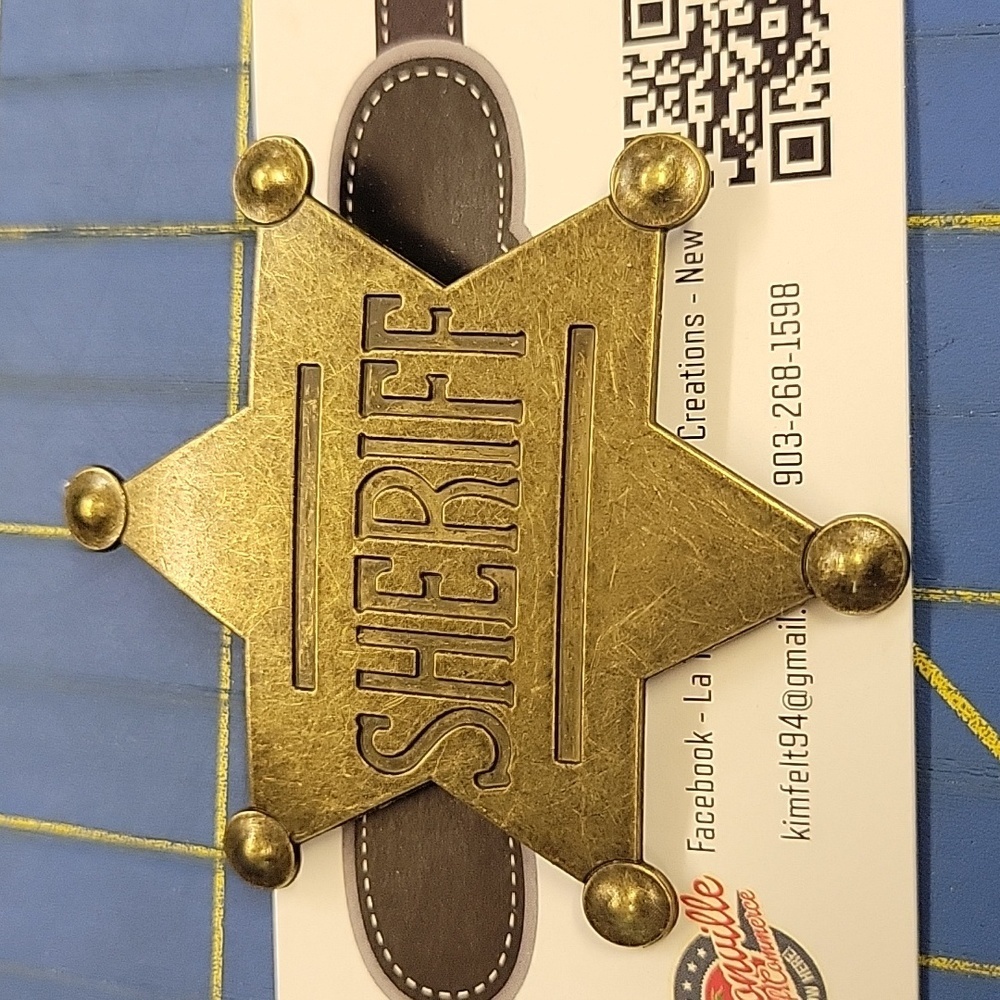 Sheriff Star Copper Tone 2.5" Badge Pin Clasp